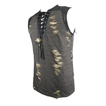 Load image into Gallery viewer, TT104 Summer tattered lace up broken line sleeveless men punk vest