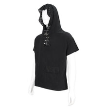 Load image into Gallery viewer, TT206 Everyday Woven Black Short Sleeves Punk Men Hoodie