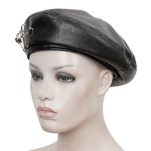 Load image into Gallery viewer, AS134 Pin Skull Faux Leather Beret