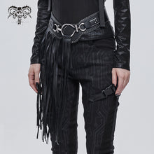 Load image into Gallery viewer, AS098 black punk leather tasseled belts