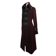 Load image into Gallery viewer, CT06102 black and red patchwork winter velveteen women long coats