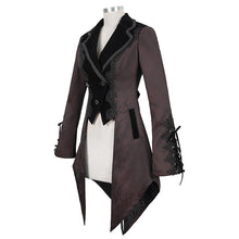 Load image into Gallery viewer, CT17102 Wave pattern wine Gothic fake two-piece jacquard coat