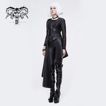 Load image into Gallery viewer, SKT089 zipper up asymmetric sleeveless women punk rock mid-length leather dress