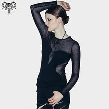 Load image into Gallery viewer, TT002 elastic Spider web round collar knitted sexy transparent back women thin T-shirt