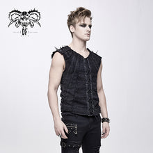 Load image into Gallery viewer, TT121 Summer punk rock patchwork unedged distressed men vest