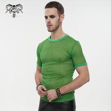 Load image into Gallery viewer, TT03904 party green diamond-shaped net basic style short sleeve men T-shirts