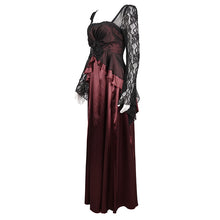 Load image into Gallery viewer, ESKT03702 RED Satin Lace Long Sleeve Gown Dress
