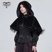 Load image into Gallery viewer, CA02501 Short dark grained plush hooded cloak