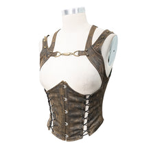 Load image into Gallery viewer, WT052 coffee Steampunk shapewear sexy women lace up slim waistcoats