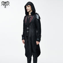 Load image into Gallery viewer, CT06901 movie actor false two pieces black hooded leather long coats for men