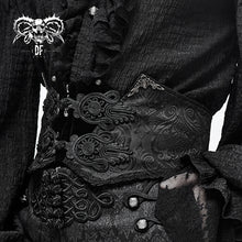 Load image into Gallery viewer, AS062 men embroidery chinese frog lace up black Gothic jacquard belts with zipper