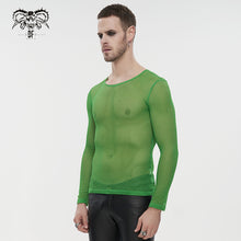 Load image into Gallery viewer, TT19804 Green Diamond-shaped net basic style long sleeves men t-shirts