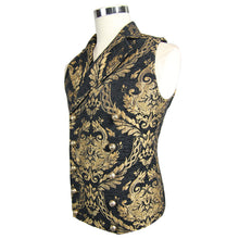 Load image into Gallery viewer, WT01301 Gothic fancy costume western style black and gold palace big flower men short vest