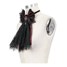 Load image into Gallery viewer, AS07302 black and red Gothic lace bow tie