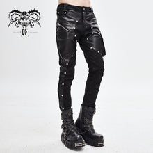 Load image into Gallery viewer, PT115 patchwork asymmetric rivet studded punk leather men trousers