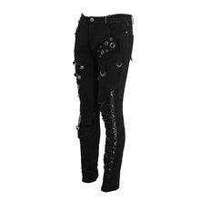 Load image into Gallery viewer, PT100 punk heavy metal lace up leg torn men trousers with loops