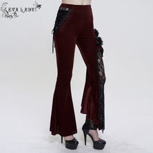 Load image into Gallery viewer, EPT01102 red Asymmetric Dark Pattern gothic women lace Flare Pants
