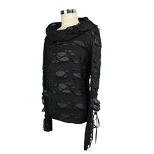 Load image into Gallery viewer, TT084 punk men ripped finger covered autumn hooded black top