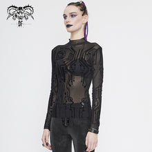 Load image into Gallery viewer, TT172 Cyberpunk Flocking Printing Basic mesh T-shirt