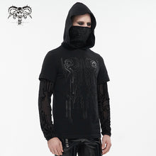 Load image into Gallery viewer, TT202 Men circuit diagram printed turtleneck face covered hooded t-shirt