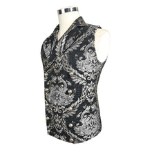 Load image into Gallery viewer, WT01302 Gothic high quality western fashion black and silver palace floral men short waistcoats
