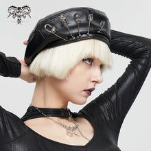 Load image into Gallery viewer, AS134 Pin Skull Faux Leather Beret