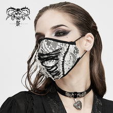 Load image into Gallery viewer, MK036 gothic girls white stretchy knitted lace up mesh masks