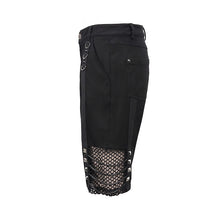 Load image into Gallery viewer, PT140 Punk rough rope mesh spliced men fifth trousers