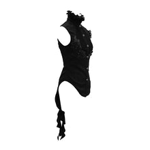 Load image into Gallery viewer, SHT04001 Summer Gothic black women twining ruffled lace sleeves swallowtail chiffon blouse