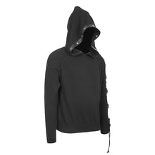 Load image into Gallery viewer, SR008 darkness asymmetrical sleeves designer men punk hooded sweater with loops