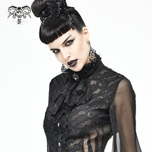 Load image into Gallery viewer, AS08001 black Gothic chiffon lace bow tie