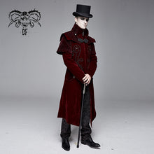 Load image into Gallery viewer, CT13402 Gorgeous gentlemen stand collar red gothic velveteen coat