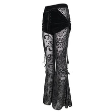 Load image into Gallery viewer, EPT012 Fake two-piece flocked mesh flared pants