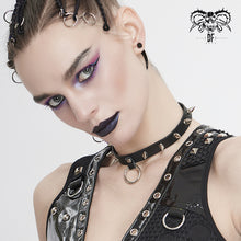 Load image into Gallery viewer, AS077 punk rock women spiked metal ring leather chocker