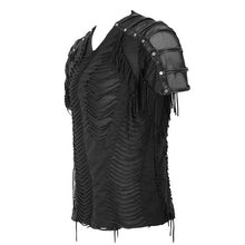 Load image into Gallery viewer, TT138 punk darkness tattered striped summer men short-sleeved T-shirt