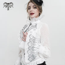 Load image into Gallery viewer, AS122 Black Thread Embroidered White Gothic oversleeves