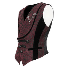Load image into Gallery viewer, WT07002 Gothic dark pattern black and red vest (with brooch)