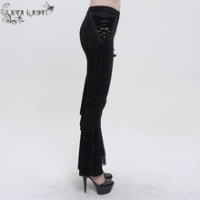 Load image into Gallery viewer, EPT01101 Black Asymmetric Dark Pattern Flare Pants