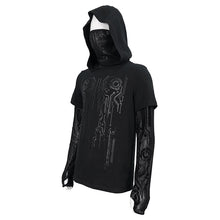 Load image into Gallery viewer, TT202 Men circuit diagram printed turtleneck face covered hooded t-shirt