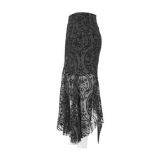 Load image into Gallery viewer, SKT097 daily life irregular hem court flocking printed mesh sexy ladies package hip fishtail skirt