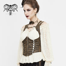 Load image into Gallery viewer, WT052 coffee Steampunk shapewear sexy women lace up slim waistcoats