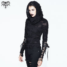 Load image into Gallery viewer, TT096 Autumn women elastic broken holes finger covered punk fashion hooded tops