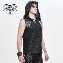 Load image into Gallery viewer, TT137 Devil fashion biker punk rock metallic hooded tattered knit men top