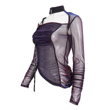 Load image into Gallery viewer, TT226 Color Changing Long Sleeve Asymmetric Mesh T-shirt