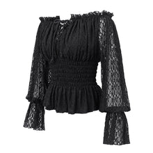 Load image into Gallery viewer, TT15101 gothic daily life off shoulder elastic waist lantern sleeve lace sexy women t-shirt