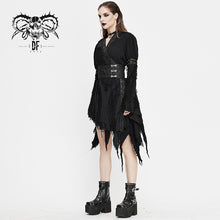 Load image into Gallery viewer, SKT106 Darkness Japanese style punk asymmetric mesh unedged women kimonos with belt