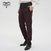 Load image into Gallery viewer, PT18902 Gothic red and black striped mid-high waist men's trousers