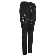 Load image into Gallery viewer, PT120 Spring punk streetwear printed stretch fitted women black pants with zippper