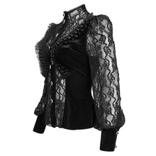 Load image into Gallery viewer, ESHT01501 Black fringed iris mesh Goth Shirt