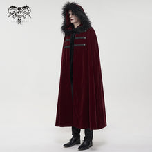 Load image into Gallery viewer, CA02602 Gothic wine fur collar velvet cloak